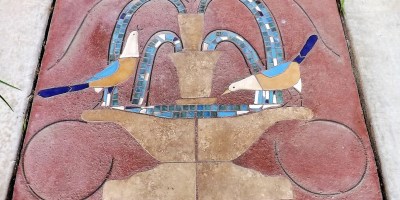 bird fountain mosaic